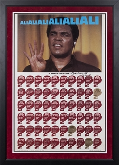 1981 Muhammad Ali Autographed and Dated "I Shall Return" Poster with Recap of Every Title Fight (PSA/DNA)